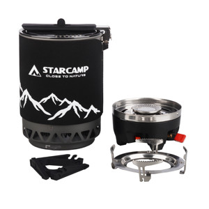 STARCAMP 3000W便携式不锈钢燃气灶可折叠喷射快速煮沸带自动丙烷燃料野营带1800毫升锅 - Product Image 2