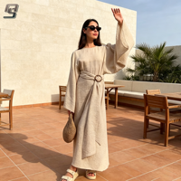 Robe longue Abaya musulmane élégante et personnalisée avec ceinture, Caftan islamique modeste pour femmes, Robe maxi turque de Dubaï