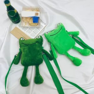 Creative Cartoon Ins Girl Plush Green <b>Frog</b> Crossbody <b>Bag</b> for Women Convenient Cosmetic and Jewelry Use Cute Messenger Handbag - Product Image 4