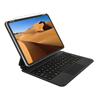 Keyboard Ajaib Kulit PU Premium untuk iPad Pro 11, Keyboard Nirkabel Magnetik Mengambang dengan Trackpad, Penutup Pelindung Tipis