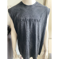 100% pamuk özel logo spor artı boyutu erkekler için Vintage asit yıkama kolsuz tank Tops