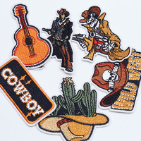 Collection de patchs brodés rétro western |   Applique thermocollante et à coudre Motif Cowboy Cheval Cactus Papillon pour Vêtements et Accessoires