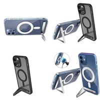 Casing Kristal Premium Dengan Penyangga untuk iPhone 15 Pro Max 17 Air 16 14 13 12 Plus 11, Sarung Ponsel Dropshipping, Penyangga Handphone
