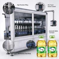 Machine de remplissage linéaire automatique pour bouteilles d'huile de cuisson de 5 litres, 800-1500 BPH
