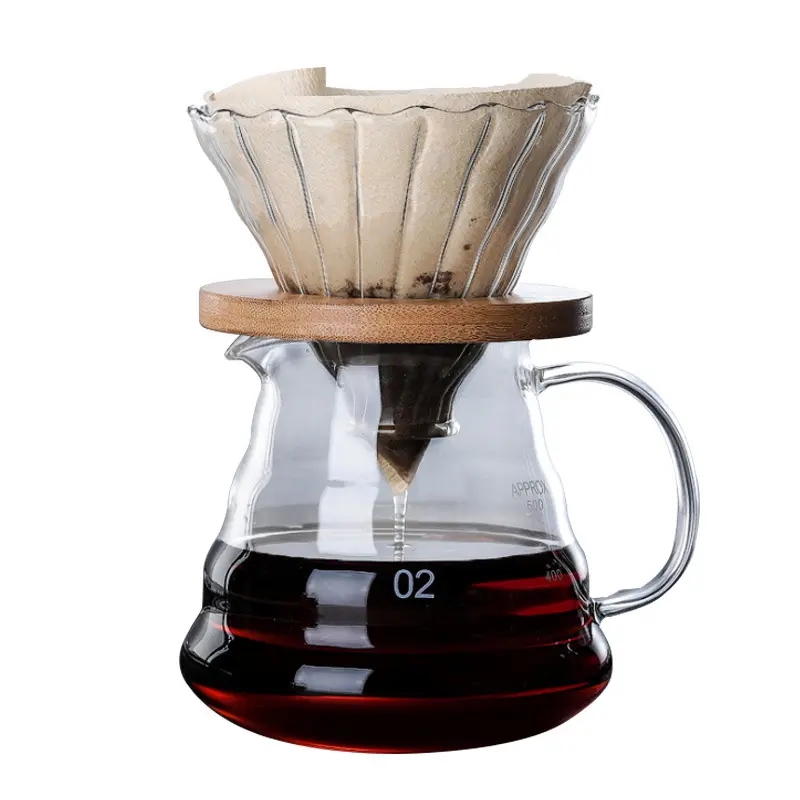 Neuankömmling Haushalt Wieder verwendbar 300/500/700ML Tragbares manuelles Glas Gießen Sie über Kaffee Starter Kaffeefilter Tropf Kaffee maschine