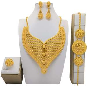 Parures de bijoux de mariage pour femmes, bijoux en <span class=keywords><strong>or</strong></span> de Dubaï, vente en gros, <span class=keywords><strong>plaqué</strong></span> <span class=keywords><strong>or</strong></span> 24 carats de Dubaï, dernières tendances - Product Image 2