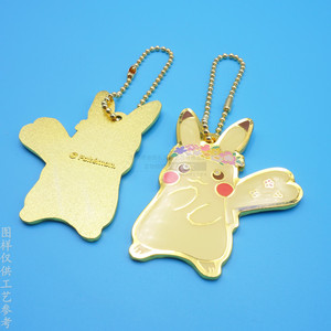 Porte-clés en métal Pikachu personnalisé, couleur or, peinture époxy, pendentif de dessin animé, cadeau promotionnel - Product Image 1