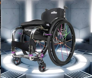 Silla <span class=keywords><strong>de</strong></span> <span class=keywords><strong>ruedas</strong></span> manual ultraligera <span class=keywords><strong>de</strong></span> alta gama con respaldo plegable manual, se pueden añadir <span class=keywords><strong>ruedas</strong></span> antivuelco y reposabrazos para personas con discapacidad. - Product Image 1