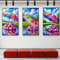 Ever Moment Vente en gros et livraison directe Kit de peinture diamant Rose sous parapluie Décoration murale pour chambre à coucher et salon ASF3100