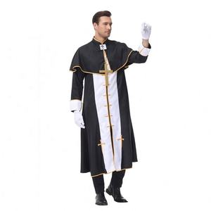 Costume de Prêtre <span class=keywords><strong>Noble</strong></span> Noir Fantaisie 2026 pour <span class=keywords><strong>Homme</strong></span> – Robe de Pasteur Religieux pour Fête d'Halloween – Tenue Médiévale Adulte - Product Image 2