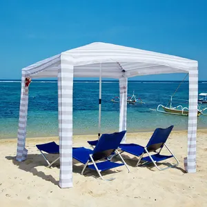 高级海滨海滩小屋太平洋游戏帐篷大尺寸海滩天篷遮阳棚，带侧窗帘