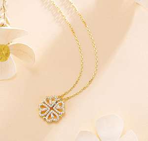 Collar con imán de cuatro corazones, colgante antiguo - Product Image 5