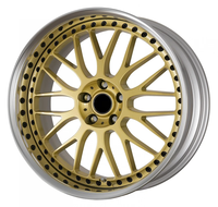 Velg Tempa 2-Piece Khusus Berlapis Emas dengan Bibir Poles, Terbuat dari Paduan Aluminium 6061-T6 Berkekuatan Tinggi untuk BMW Benz
