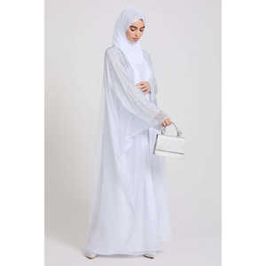 Luxury Three-Piece White Open Abaya Set <strong>Celestial</strong> Stardust Modest <strong>Clothing</strong> - Product Image 1
