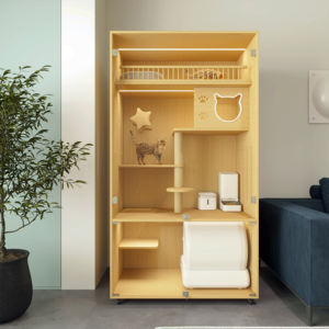 现代大型猫树别墅，带围栏，室内室外猫笼家具，适用于宠物酒店、狗舍、繁殖和家庭使用 - Product Image 1