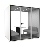 Cabina de Oficina Insonorizada Móvil para Exteriores con Cuatro Asientos, Cabina Acústica Modular Tipo Sofá para Reuniones de Pequeños Grupos
