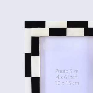 <b>Black</b> and White Polished Resin Photo <b>Frame</b> Modern Adjustable Decorative for Tabletop Display and Home Decor Use - Product Image 2