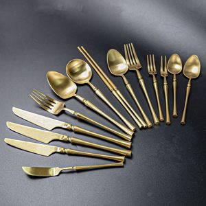 Shiny-Jh Stainless Steel Cutlery Set Gold 304 Western Style Steak Knife Fork Spoon <b>Dinnerware</b> Set - Product Image 1