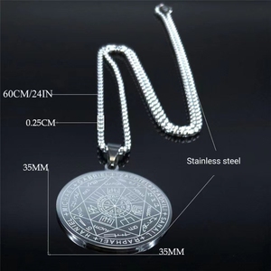Collar <span class=keywords><strong>de</strong></span> acero inoxidable con talismanes <span class=keywords><strong>de</strong></span> siete ángeles, collar <span class=keywords><strong>de</strong></span> joyería para hombre con Talismán <span class=keywords><strong>de</strong></span> Salomón - Product Image 2