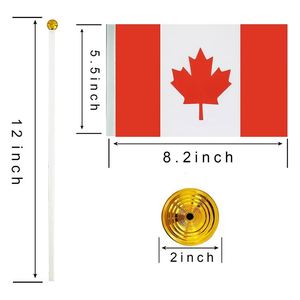 Vente en gros petit mini drapeau canadien de bureau avec base de support drapeau de table de bureau en polyester avec logo personnalisé du Canada pour bureaux - Product Image 2