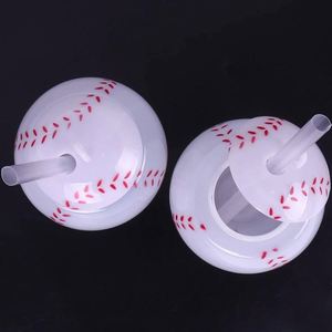Fournitures pour Fêtes Thème Sportif : Gobelets en Plastique Translucides Blancs de 4 Pouces avec Pailles, Forme de Balle de Baseball, 20 Oz - Product Image 4