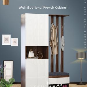 เฟอร์นิเจอร์ห้องนั่งเล่น ตู้เก็บรองเท้าสุดหรู สไตล์นอร์ดิกเรียบง่าย ตู้เก็บรองเท้าทันสมัย พร้อมราวแขวนเสื้อผ้า - Product Image 3