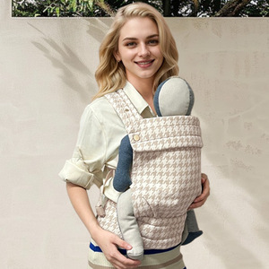 Marsupio Ergonomico in Cotone Pied-de-Poule con Cintura Regolabile e Seduta per Neonati - Product Image 1
