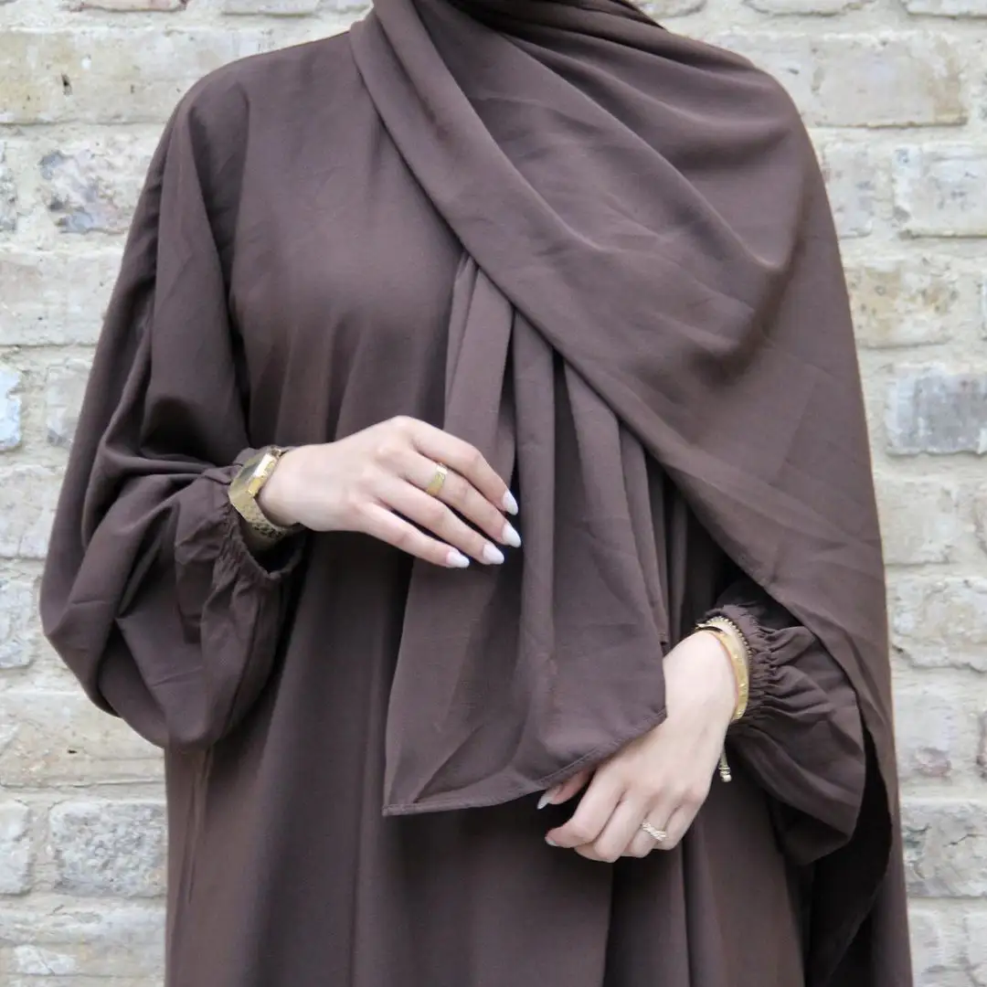 Vestido musulmán abaya modesto para mujer, caftán de manga larga, abayas avec hijab abaya con capucha