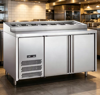 Meja Persiapan Pizza Sandwich Kubigel Grosir Asli Dilengkapi Peralatan Pendingin Stainless Steel 304 2 Pintu Freezer