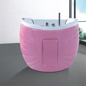 핑크와 화이트 아크릴 현대 디자인 독립형 라운드 작은 아기 욕조