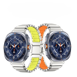 Bracelet de montre hybride titane-silicone, boucle magnétique, bracelet de remplacement sport, OEM personnalisé pour Samsung Galaxy Watch Ultra 2 - Product Image 1