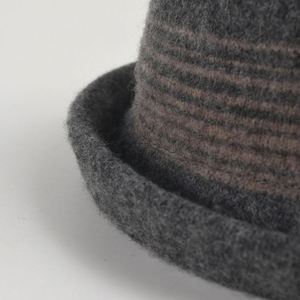 Autumn Winter New Wool Blend Half-rolled Bucket <b>Hat</b> Japanese Striped Senior Short Brim Warm Bucket <b>Hat</b> Knitted Wool <b>Hat</b> - Product Image 3