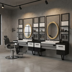 Moderna Estación de Espejo de Madera para Barbería, Ideal para Salón, Hotel, Gimnasio, Taller, Apartamento, Comedor, Centro Comercial y Uso Comercial en Exteriores - Product Image 3