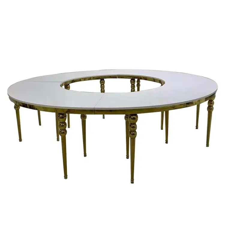 S צורת איטלקי עיצוב אלגנטי חתונה השכרת 10-20 אנשים חצי ירח שולחן למסיבה/גדול עגול מעגל חתונה אוכל שולחנות