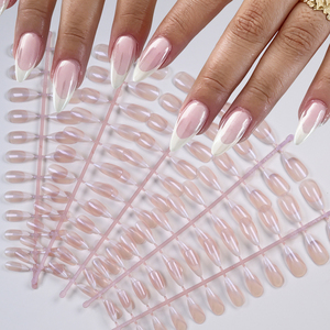 120 pièces de faux <span class=keywords><strong>ongles</strong></span> courts en forme d'amande <span class=keywords><strong>rose</strong></span>, à presser, couvrant entièrement l'ongle, avec paillettes, lustré <span class=keywords><strong>nacré</strong></span>, faux <span class=keywords><strong>ongles</strong></span> en acrylique artificiels - Product Image 3