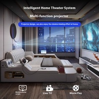 Modernes Minimalistisches Doppelbett für das Hauptschlafzimmer, Multifunktionales Leder-Tatami-Bett mit Smartem Elektrisch Verstellbarem Polsterbett