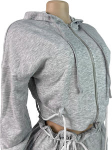 GX25072 Moda Autunno 2025 Elegante Tuta con Cappuccio Streetwear <span class=keywords><strong>Felpa</strong></span> a Maniche Lunghe <span class=keywords><strong>e</strong></span> Pantaloni <span class=keywords><strong>Cargo</strong></span> Set 2 Pezzi Donna - Product Image 5