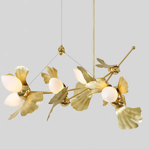 Lampu gantung langit-langit gantung bunga Laurel, lampu gantung untuk ruang tamu lampu gantung Flavia ruang tamu tempat lilin emas mewah modern - Product Image 4