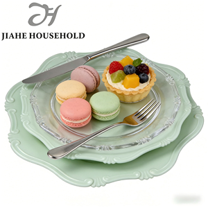 <strong>Sage</strong> Green Durable Ornate Plastic Wedding Charger Plate <strong>Dish</strong> - Product Image 2