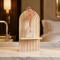 Tempat Pot Bunga Kayu Stainless Steel Art Deco, Gantungan Perhiasan Dinding, Dekorasi Rumah