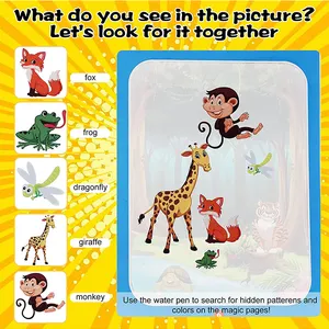 Sihirli su boyama kitabı çocuk kullanımlık boyama çizim hayvan karikatür boyama kitabı
