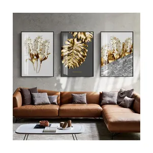 Noordse Stijl Gouden Botanische Bloemen Fine Art Canvas Prints Voor Woonkamer Eetkamer Modern Home Office Muur Art Decor