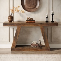 Tribesigns Farmhouse Console, table de canapé rustique de 55 pouces avec rangement, table d'entrée industrielle en bois pour couloir
