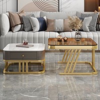 Meuble TV et table basse convertibles en pierre frittée, style moderne et durable, mobilier de maison simple et luxueux pour salon