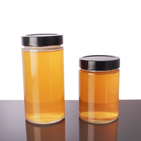 Bocal vide rond transparent de 4oz, 8oz, 12oz, 20oz, récipient alimentaire en verre avec couvercle métallique profond pour la Sauce, la confiture de miel et le cornichon