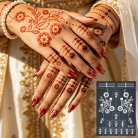 Pochoirs de tatouage au henné pour motifs floraux indiens de mariée, modèles de dessin Mehndi pour tatouage temporaire au jus