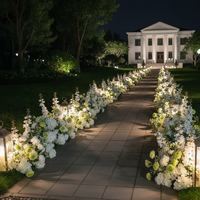Chemin de table réaliste avec plantes en soie, centre de table, arrangement pour événements de mariage, fleurs artificielles pour fête d'anniversaire
