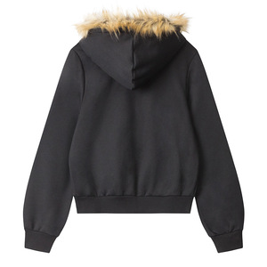 Sweat à capuche à col en fourrure avec fermeture éclair double, logo personnalisé, poids lourd 400 g/m², impression numérique automne, homme - Product Image 6