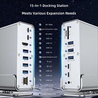 Station d'accueil pour ordinateur portable 16 en 1 4K 60Hz USB 3.0 RJ45 1000 Mbps PD100W USB C