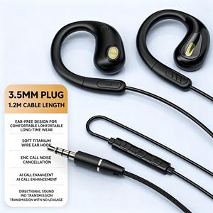 Auriculares con cable de 3.5mm y auriculares con cable tipo C, auriculares de clip para la oreja, auriculares abiertos con micrófono incorporado para teléfonos - Product Image 4